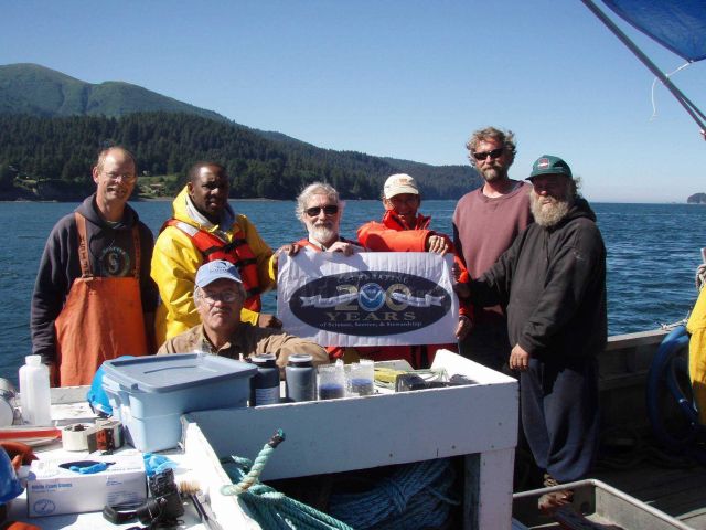 National Status & Trends Program scientists from NOAA's Center for Coastal Monitoring and Assessment pose with their collaborators aboard the fishing  Picture
