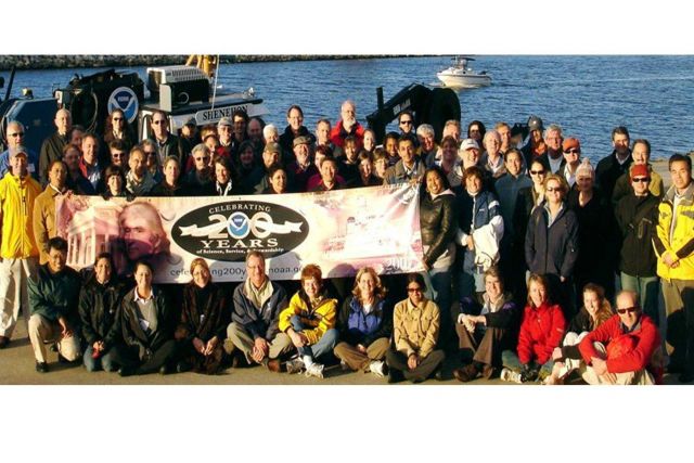 Close to 100 NOAA's Oceans and Human Health Initiative investigators gathered at the Great Lakes Environmental Research Laboratory field station for t Picture