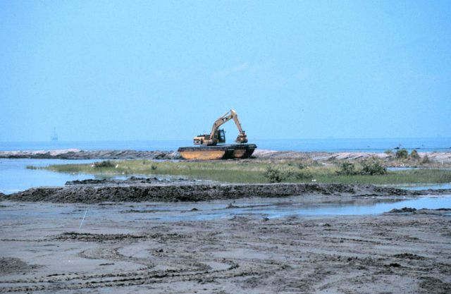 A piece of specialized equipment called a marsh buggy Picture