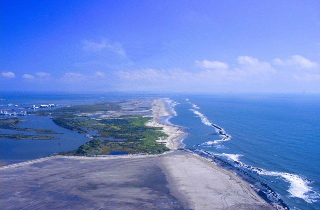 This image shows the effect the sediment is having at East Timbalier island Picture