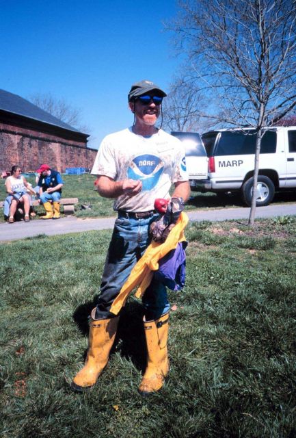 Roger Griffis of NOAA takes a break from the work. Picture