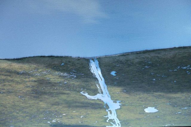 The dredge pipeline corridor as seen from the shoreline. Picture
