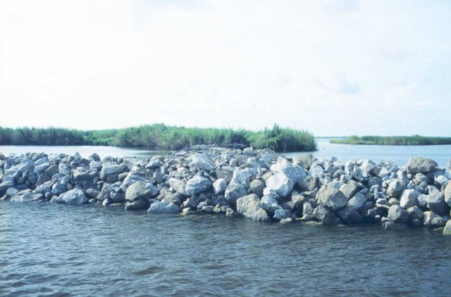 Close up view of rock dike. Picture