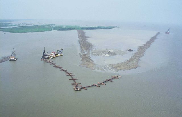 The dredging operation at Big Island. Picture
