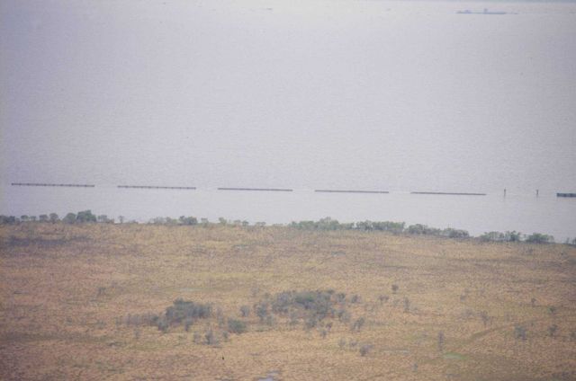 An aerial view of a vinyl sheet pile structure, another shoreline protection structure tested. Picture