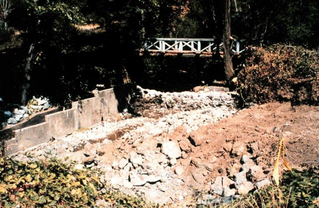 At mid-construction, the main pools are already created but the streambank stabilization has not yet begun. Picture
