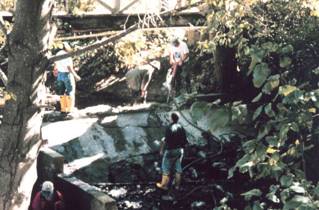 Construction work to break the dam is just beginning. Picture