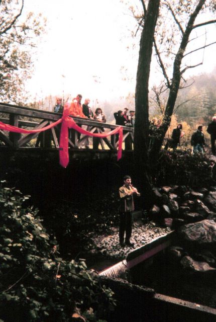 Traditional music to welcome the salmon was played at the dedication ceremony. Picture