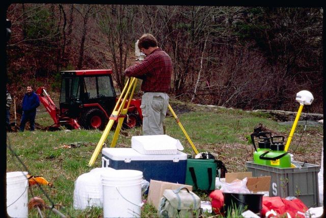 The soil at the dam removal site is tested for possible contaminants to prevent leaching or erosion into the stream bed when removing the dam Picture