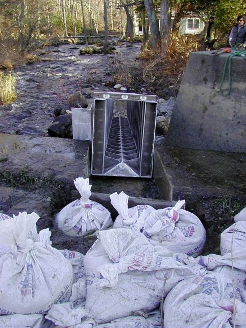Looking downstream through the partially installed Alaskan Steep Pass. Picture