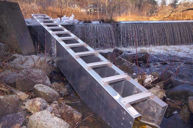 The Alaskan Steep Pass fish ladder just before installation. Picture