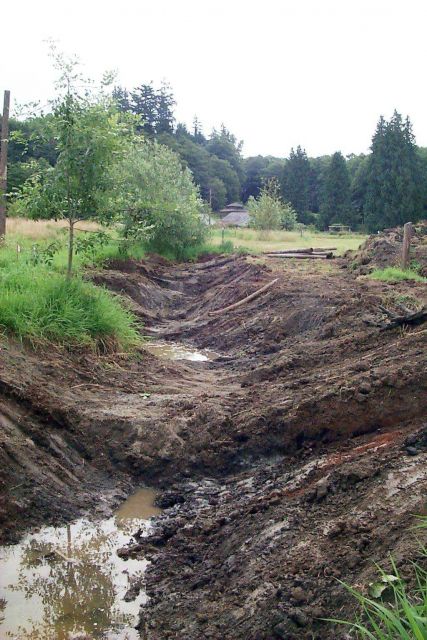 excavation of the stream bed at the Glade Bekken restoration site. Picture