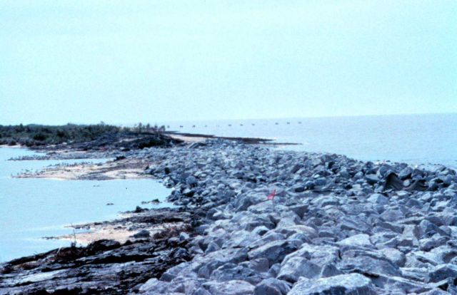 View from Mobile Canal, rock on beach. Picture