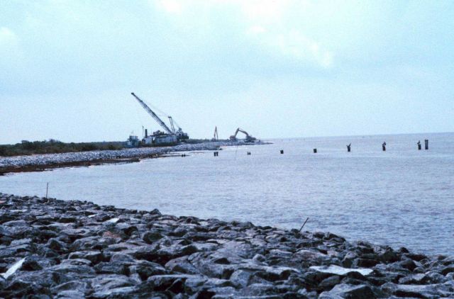 A close-up view, from the southeast, of the final construction site. Picture