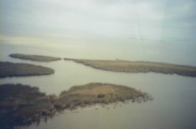 Dixon Bay, boomed islands from the air. Picture