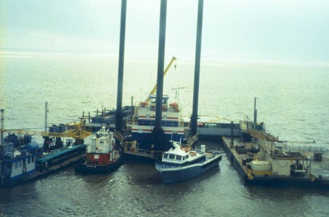 Dixon Bay, the well site being capped. Picture