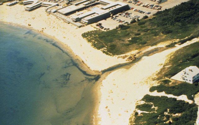An aerial image of Mackerel Cove, Jamestown, RI. Picture