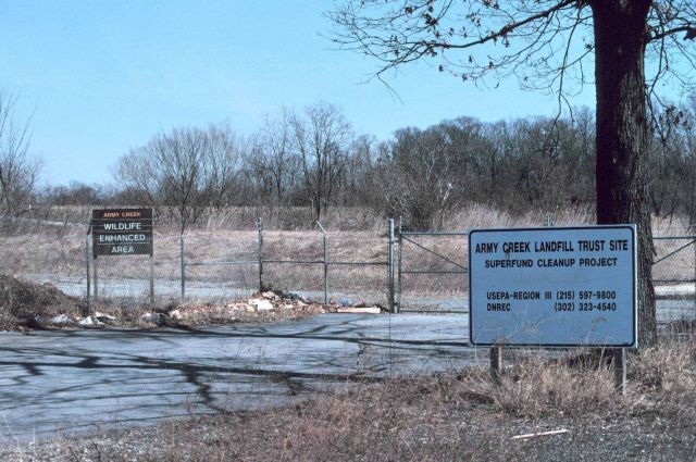 The Army Creek landfill that was capped is in the upper-left hand corner of the image Picture