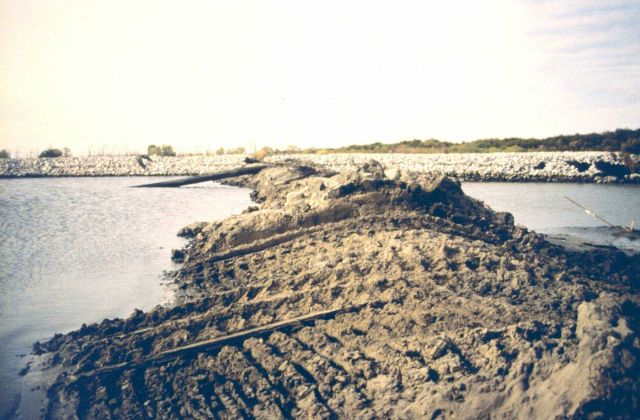An image showing dredge material that was added to the area in front of the production facility Picture