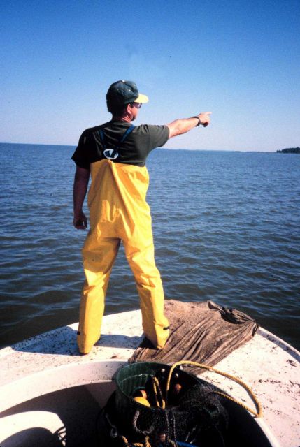 Dave Meyers of NOAA points to the next site. Picture