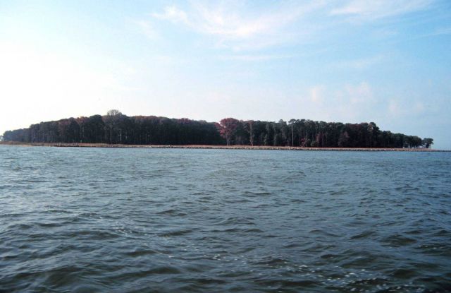 Coaches Island before the restoration was conducted at Poplar Island. Picture