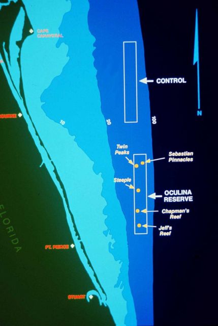 Map showing location of oculina reserve. Picture