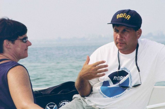 Scott Gudes and Becky Allee of NOAA participate in the all day clean-up. Picture