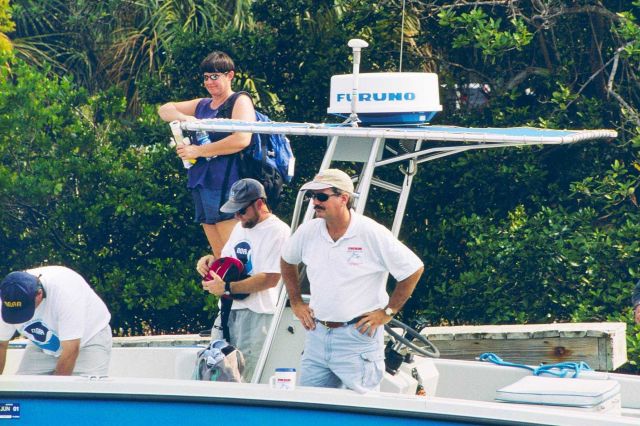 NOAA volunteers prepare to travel to the clean-up sites. Picture