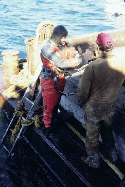 A diver inspects the reefs to ensure they are created according to specification. Picture