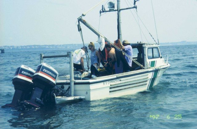The transplant team on the EPA boat after the transplant process. Picture