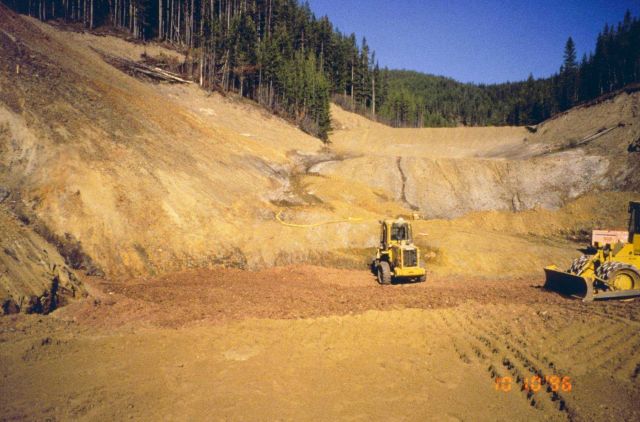 The beginning of construction at one of the dams, as part of the remediation strategy. Picture