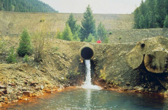 The West Fork of Blackbird Creek diverted into a collection pond downstream of the tailings impoundment. Picture
