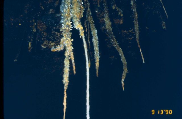 Metal crystals inside Iron Mountain Mine. Picture