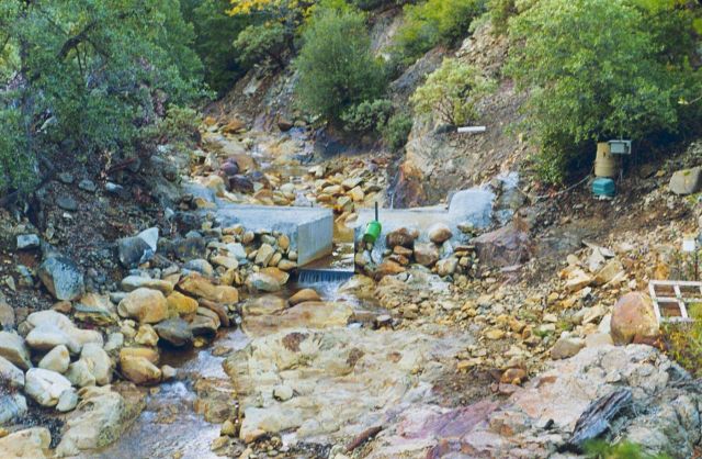 Lower Boulder Creek entering lower Spring Creek (no riparian vegetation). Picture
