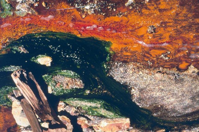 Acid mine drainage, Slickrock Creek. Picture