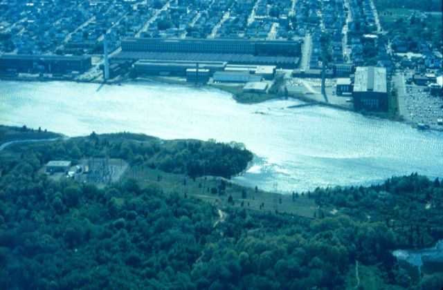 A view over Fairhaven looking toward New Bedford Harbor, upper harbor. Picture
