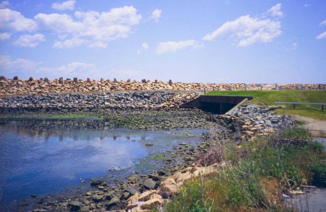 The beginning of the hurricane barrier, inside of the northern side of the barrier. Picture