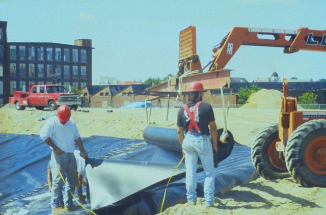 New Bedford Harbor, laying liner at CDF 1. Picture