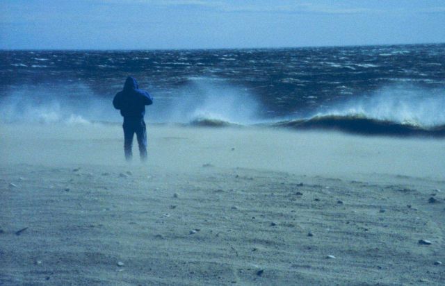 Frank Csulak of the NOAA Damage Assessment Center watches winter storm conditions at the time of the grounding. Picture