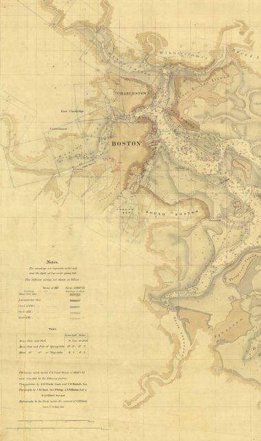 Western(Left) Portion of Comparative Map of Boston Harbor Massachusetts. Picture