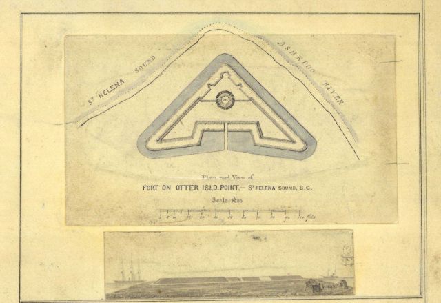 Blowup plan and view of Fort on Otter Island Point - St Picture