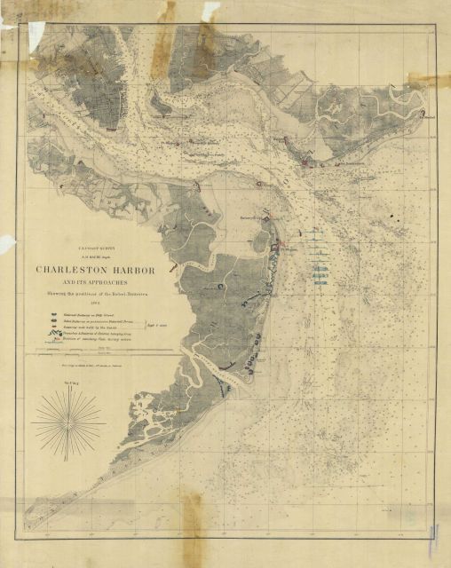 Chart of Charleston Harbor entrance showing position of Union and Confederate batteries as of September 7th, 1863, the day Fort Wagner fell Picture