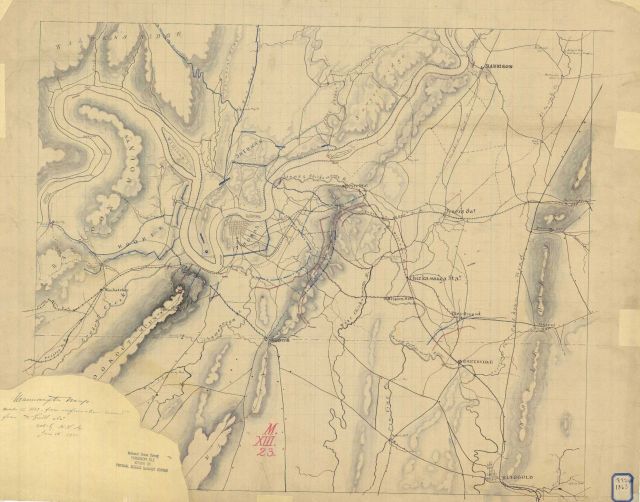 Manuscript map of Chattanooga made in 1863 Picture