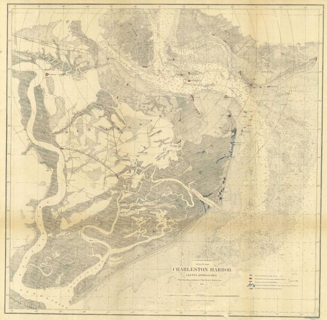 Survey Map of Charleston Harbor and its approaches showing the positions of the Rebel-Batteries Picture