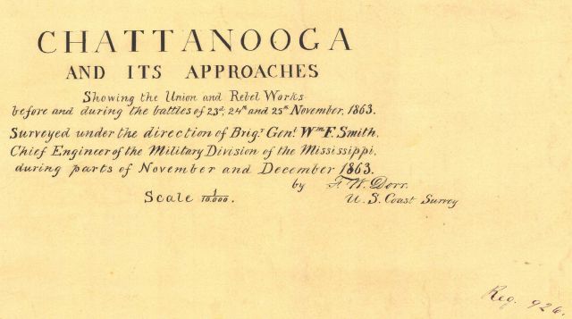 Title block of Topographic Survey T-926 of Chattanooga and its Approaches showing the Union and Rebel Works before and during the battles of 23rd, 24t Picture