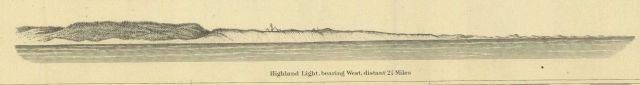 Blowup view of Highland Light, bearing West, distant at 2 1/2 miles. Picture