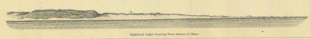 Highland Light, bearing West, distant 2 1/2 Miles. Picture