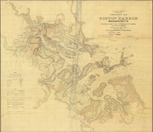 Comparative Map of Boston Harbor, Massachusetts Picture