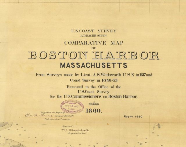 Title block to Comparative Map of Boston Harbor, Massachusetts. Picture