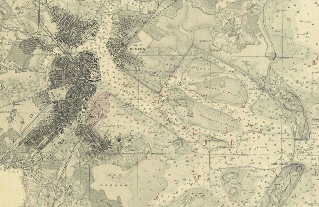 Part of chart of Boston Harbor, Massachusetts with emphasis on downtown Boston Picture